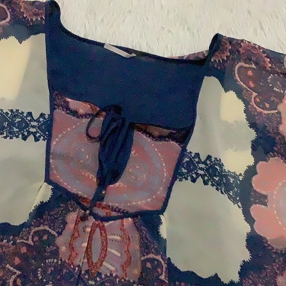 Free people boho paisley sheer summer festival ruffle dress size small - Picture 5 of 10